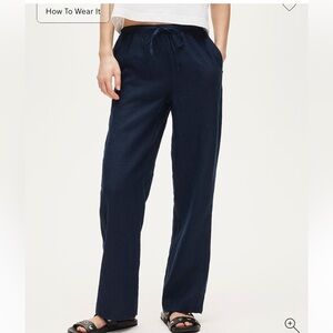 J. Crew Women's Navy Blue Soleil Pants in Linen